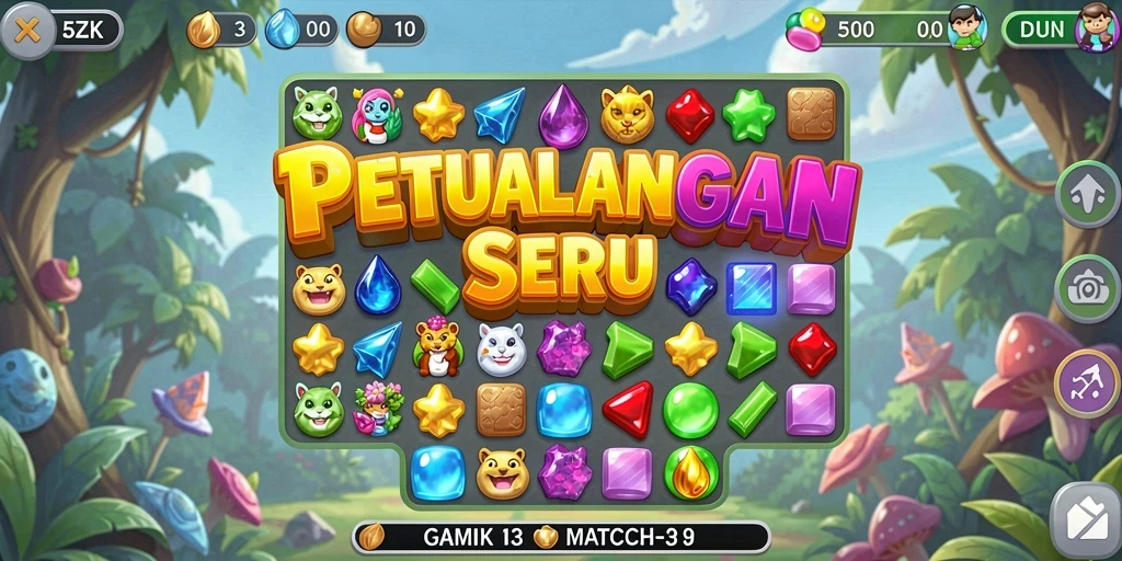 Tampilan gameplay 5ZK dengan variasi permata dan tantangan menarik.