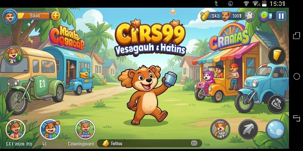 Tampilan gameplay CRS99 yang menarik dan penuh warna.