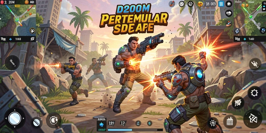 Tangkapan layar gameplay D200M menunjukkan pertempuran seru dan strategi cerdas.