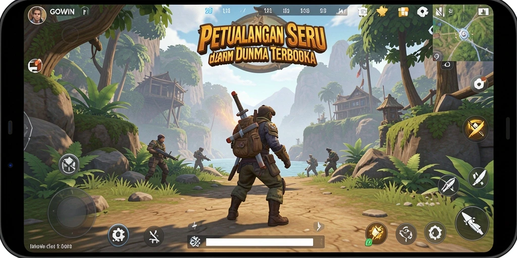 Tangkapan layar menampilkan aksi seru di dunia terbuka GOWIN.