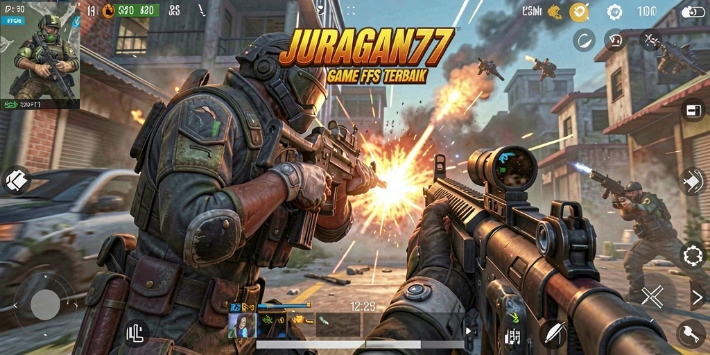 Screenshot menunjukkan adegan pertempuran seru di JURAGAN77.