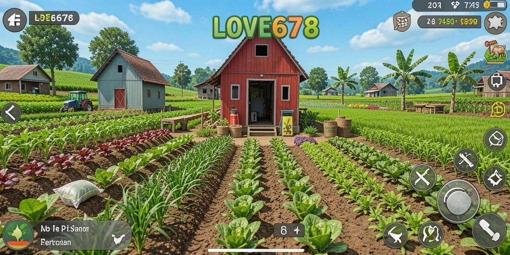 Gameplay seru LOVE678 yang menonjolkan pertanian dan pengelolaan ladang.