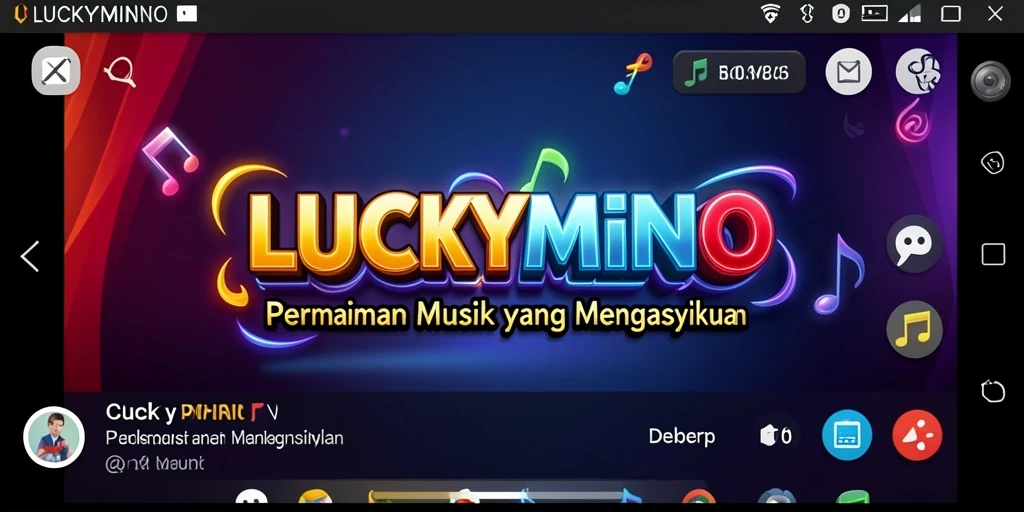Tampilan permainan LUCKYMINO dengan berbagai pilihan lagu dan tantangan muzik.