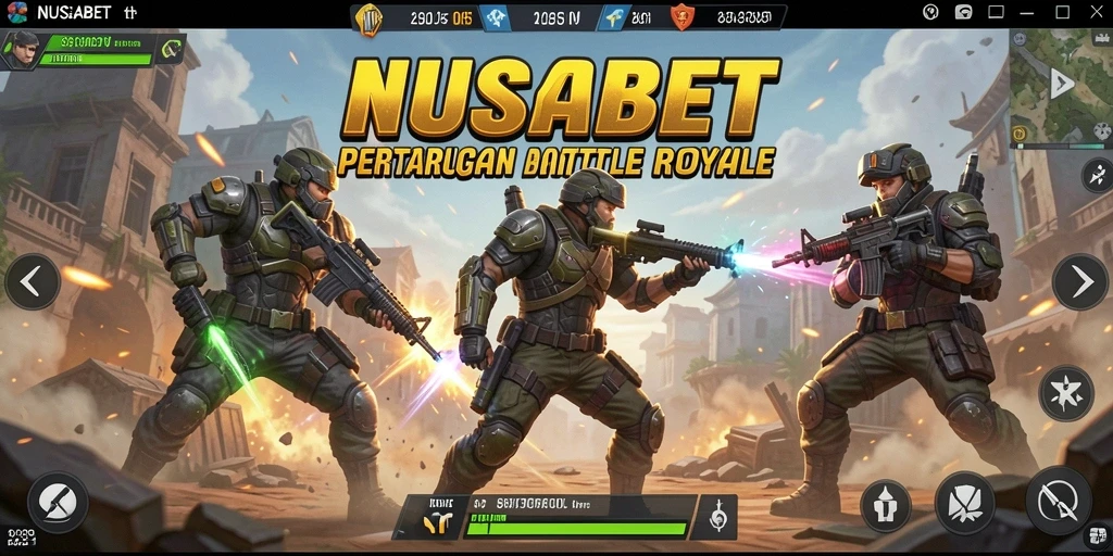 Tampilan aksi pertempuran seru dalam NUSABET Battle Royale.