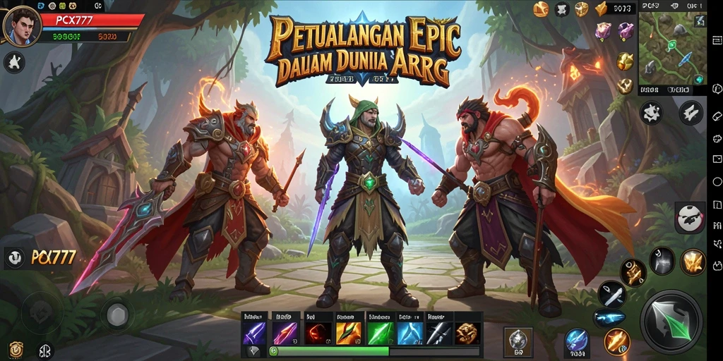 Tampilan gameplay epik di dunia fantasi ARPG.