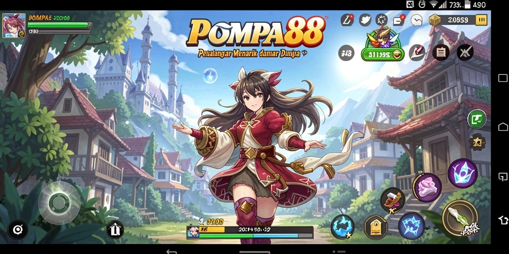 Screenshot gameplay POMPA88 yang penuh aksi dan karakter anime yang menarik.