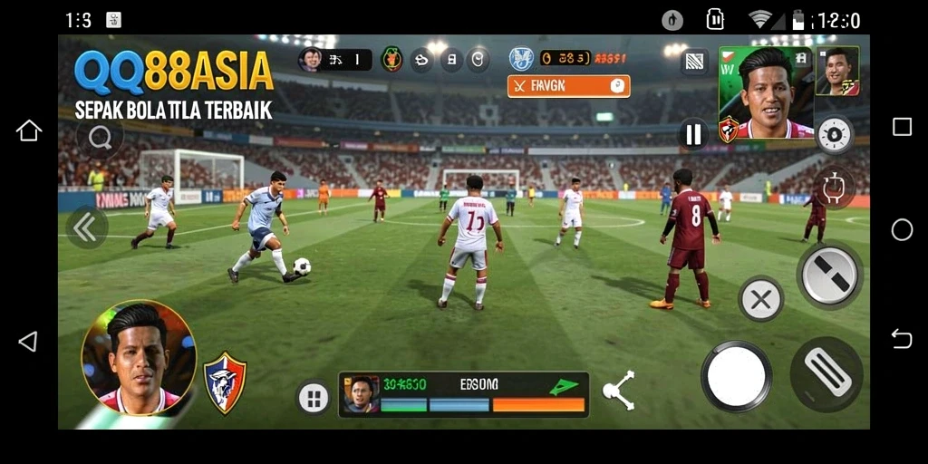 Tampilan gameplay yang mendebarkan di lapangan sepak bola.