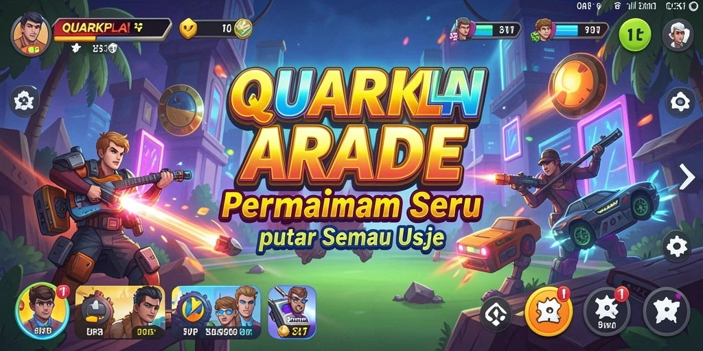 Screenshot gameplay QUARKPLAY menampilkan momen seru saat menghindari rintangan.