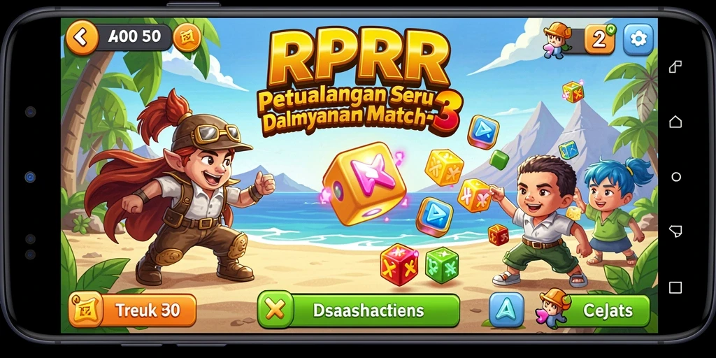 Tangkapan layar gameplay RPRR yang menampilkan kombinasi warna-warna cerah.