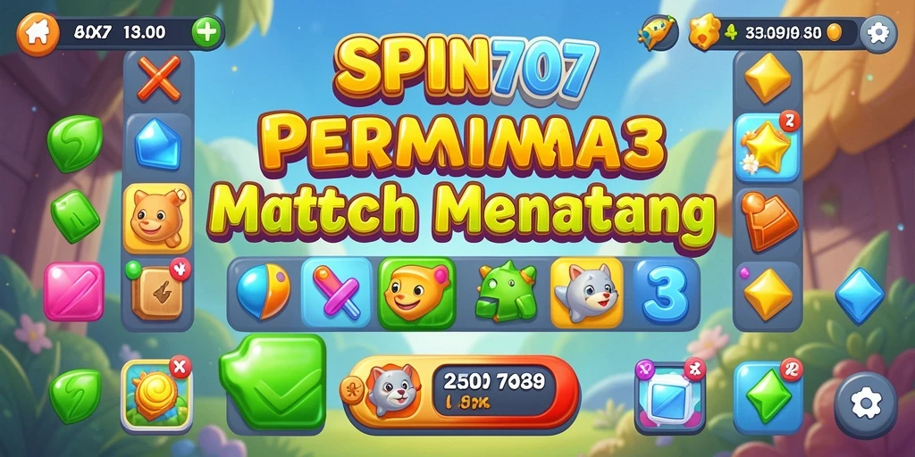 Tangkapan layar gameplay SPIN707 dengan kombinasi objek berwarna.