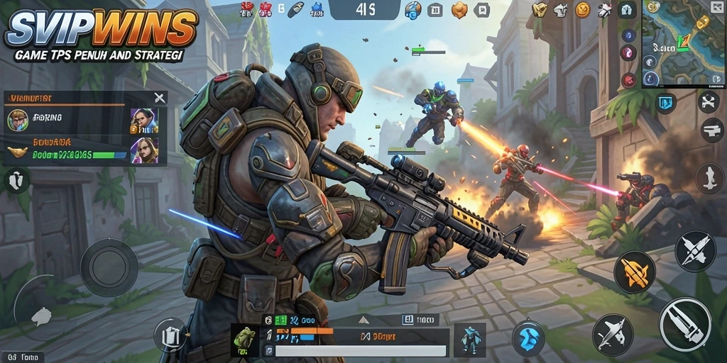 Tampilan gameplay intens di SVIPWINS dengan aksi TPS yang mendebarkan.