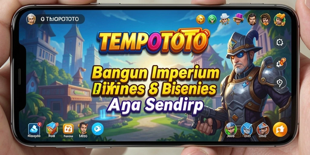 Screenshot gameplay TEMPOTOTO menunjukkan strategis pengelolaan bisnis.