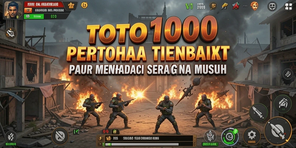 Tampilan gameplay TOTO1000 dengan menara strategis menghadapi musuh.