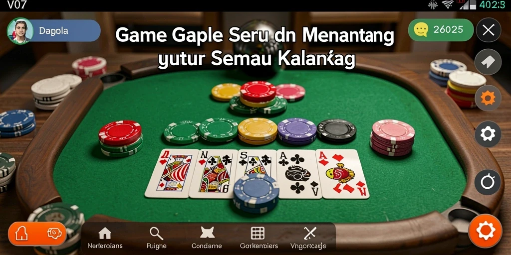 Screenshot V07 menampilkan gameplay Gaple yang dinamis dan seru.