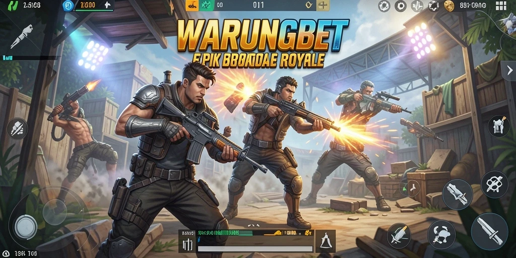 Tampilan aksi mendebarkan dalam permainan Battle Royale WARUNGBET.